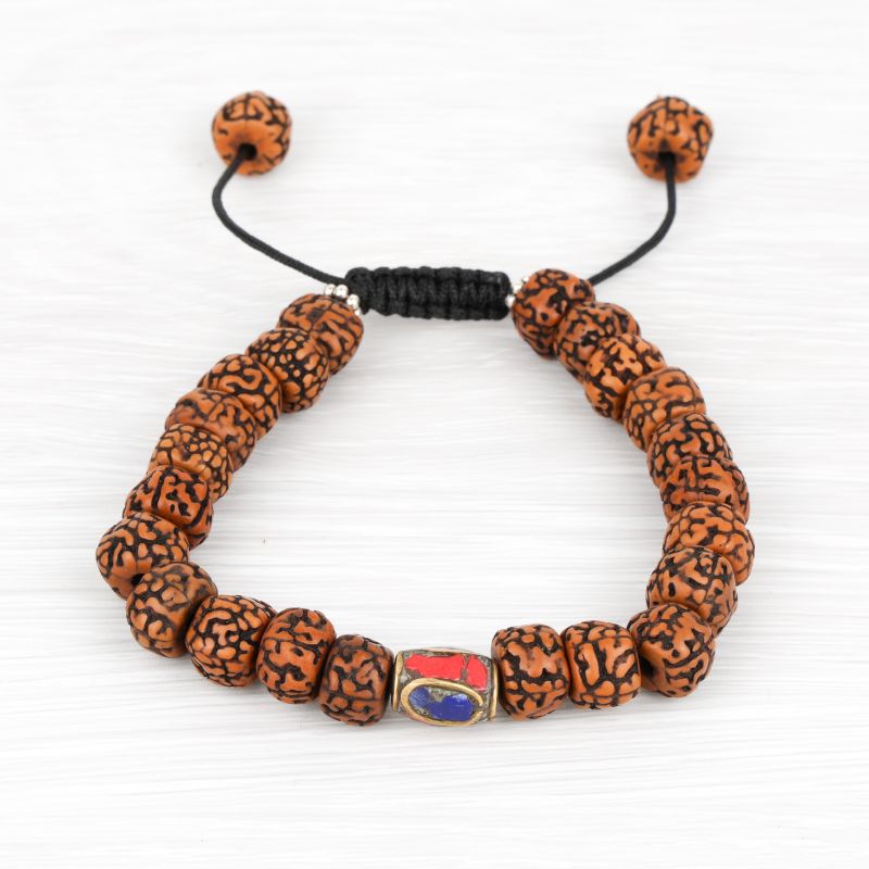 Bracelet mâlâ tibétain en graines de rudraksha