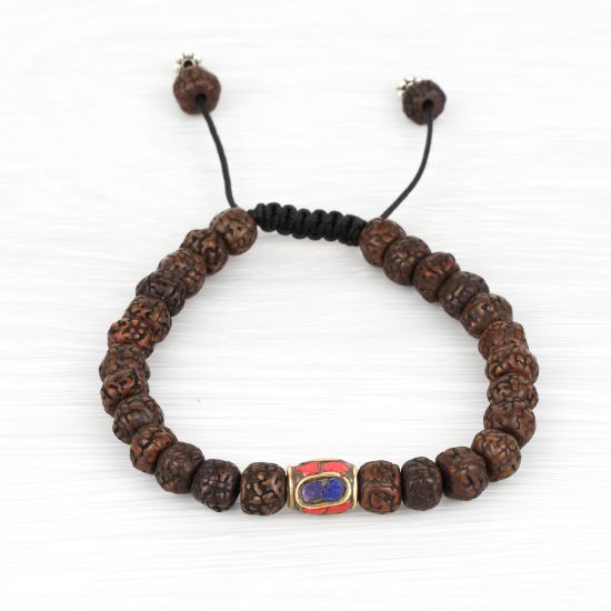 Bracelet mâlâ traditionnel en graines de rudraksha sombres