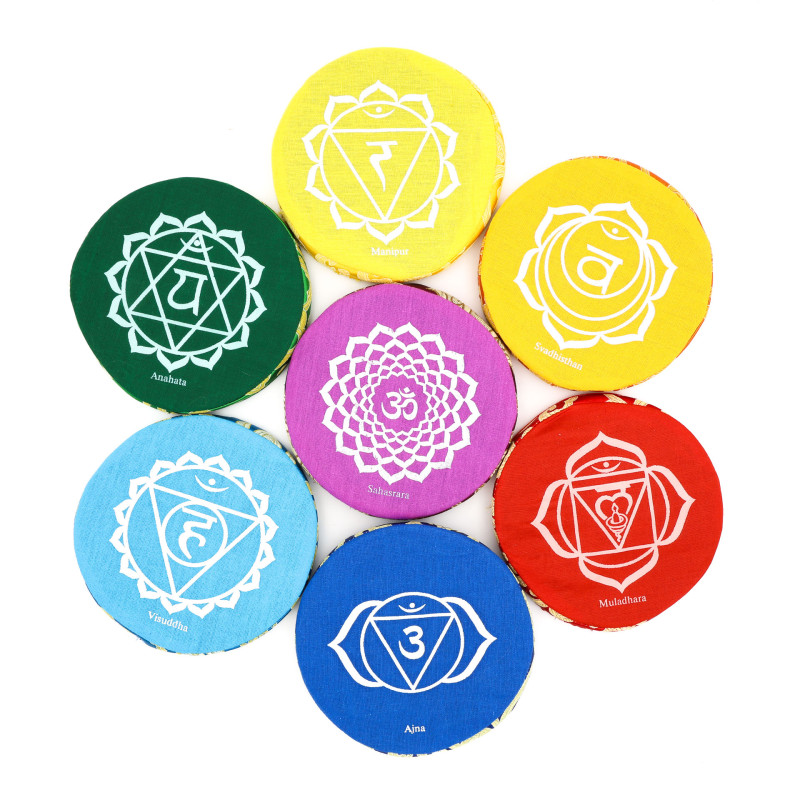 Pack de 7 coussins plats pour bols tibétains 7 chakras