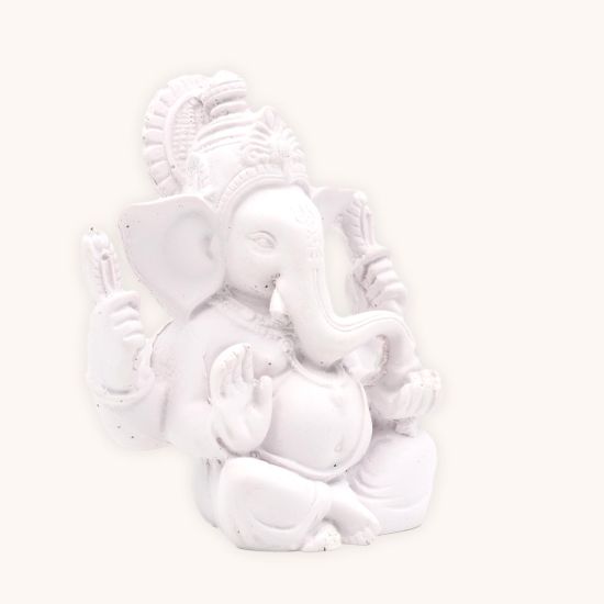 Statue Ganesh blanche - 12 cm