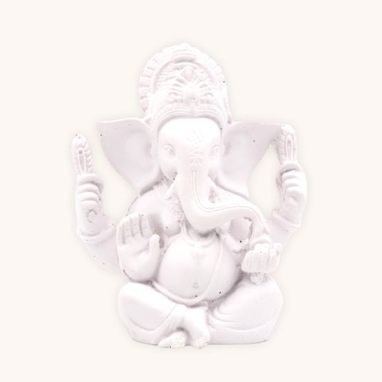 Statue Ganesh blanche - 12 cm