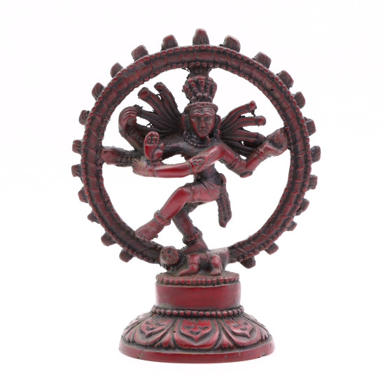 Sculpture de Shiva dansant en résine rouge - 14 cm