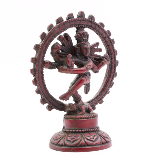 Sculpture de Shiva dansant en résine rouge - 14 cm