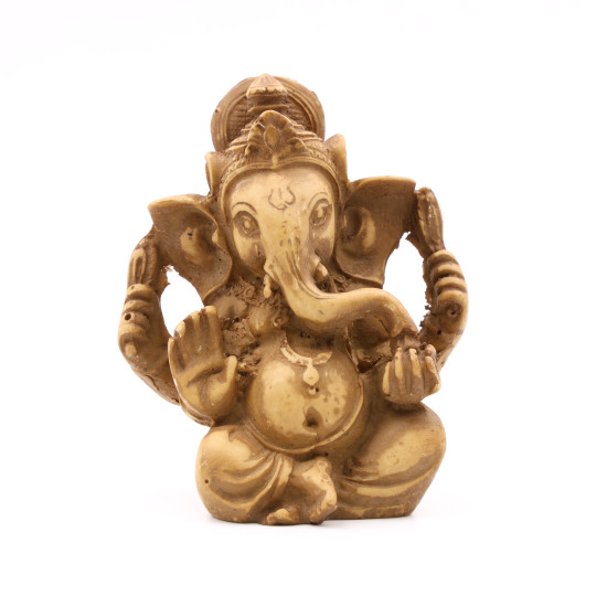 Petite statuette de Ganesh en résine couleur crème - 8 cm