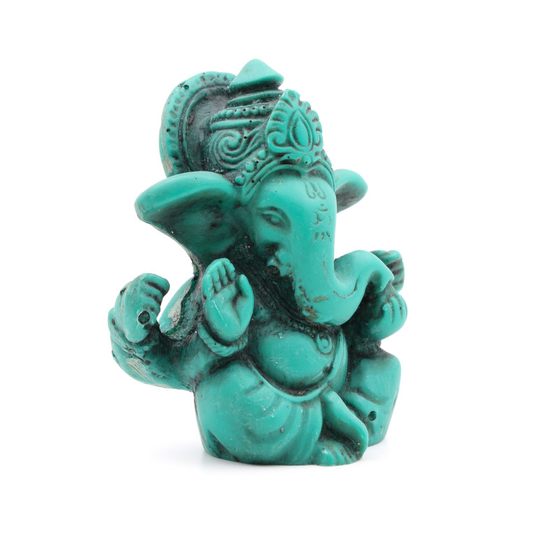 Figurine de Ganesh en résine verte - 6 cm