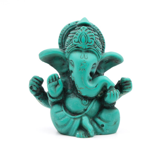 Figurine de Ganesh en résine verte - 6 cm