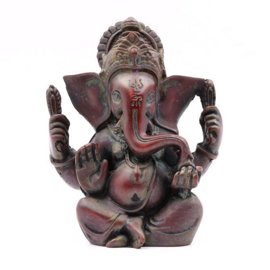 Sculpture de Ganesh en résine rouge - 12 cm