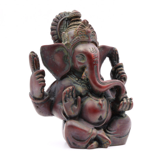 Sculpture de Ganesh en résine rouge - 12 cm