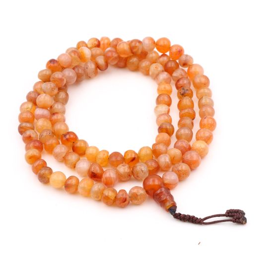 Collier mâlâ cornaline orange