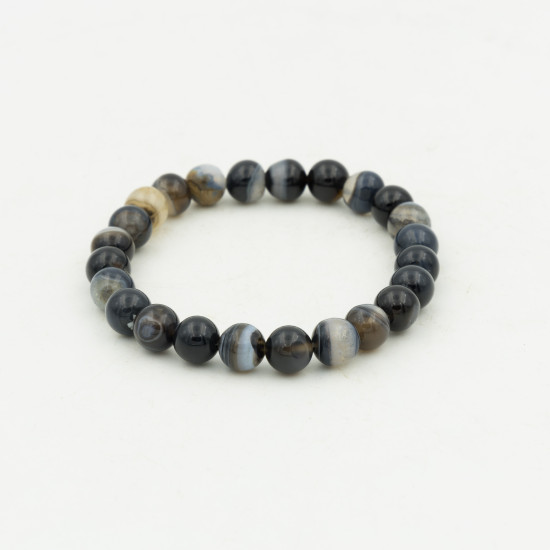 Bracelet agate noire zonée