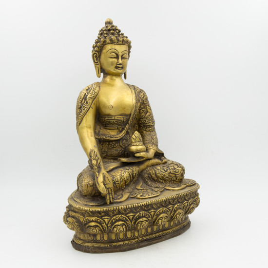 Grande statue du Bouddha médecine en laiton - 33 cm