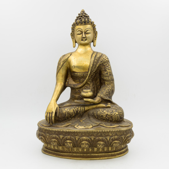 Grande statue du Bouddha Siddartha Gautama en laiton - 33 cm