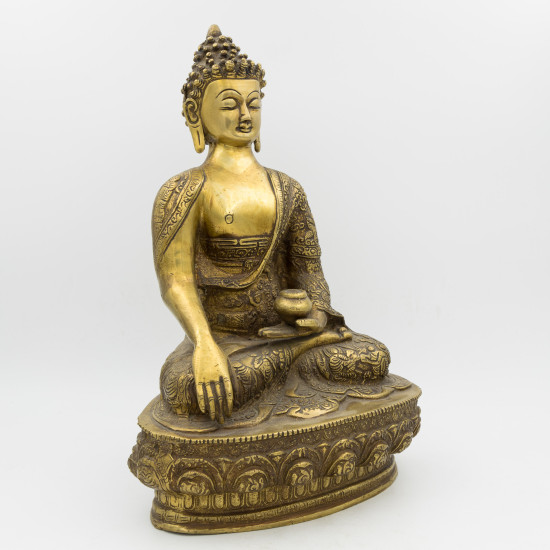 Grande statue du Bouddha Siddartha Gautama en laiton - 33 cm