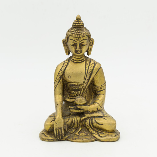 Petite statue du Bouddha Gautama en laiton - 12 cm