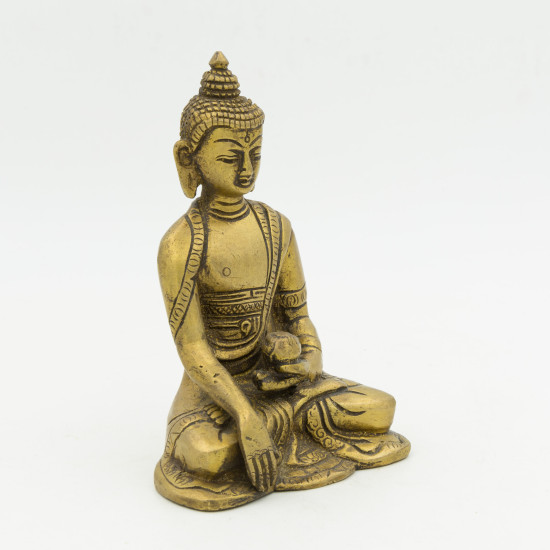 Petite statue du Bouddha Gautama en laiton - 12 cm