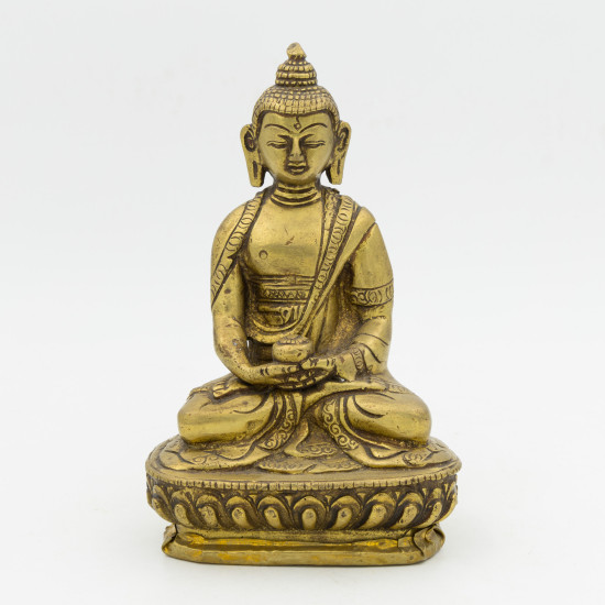 Statue Bouddha assis en laiton - mudra Dhyana - 14 cm