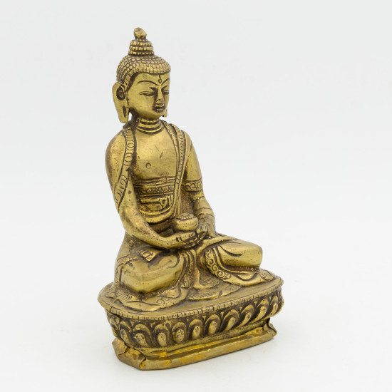 Statue Bouddha assis en laiton - mudra Dhyana - 14 cm