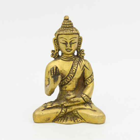 Statuette bouddha assis en laiton - mudra Abhaya - 7,5 cm