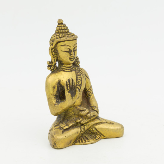 Statuette bouddha assis en laiton - mudra Abhaya - 7,5 cm