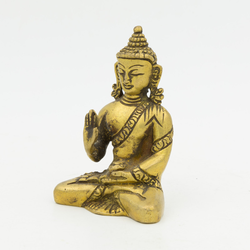 Statuette bouddha assis en laiton - mudra Abhaya - 7,5 cm