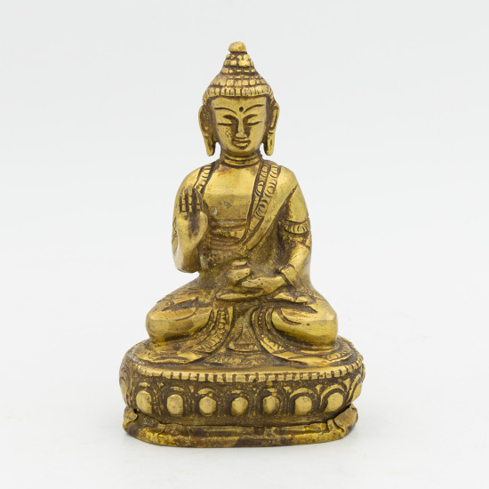 Petite statue du Bouddha Amoghasiddhi en laiton - 10 cm