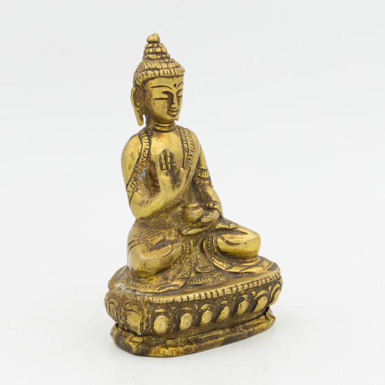 Petite statue du Bouddha Amoghasiddhi en laiton - 10 cm