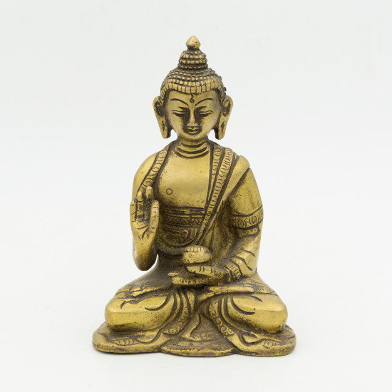 Statuette de Bouddha assis en laiton - mudra Vitarka - 12 cm