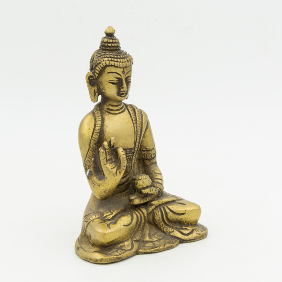 Statuette de Bouddha assis en laiton - mudra Vitarka - 12 cm