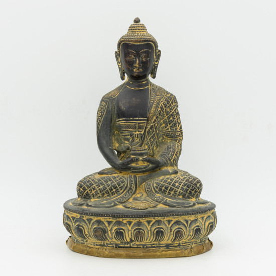 Statue Bouddha noir - mudra Dhyana - 20,5 cm