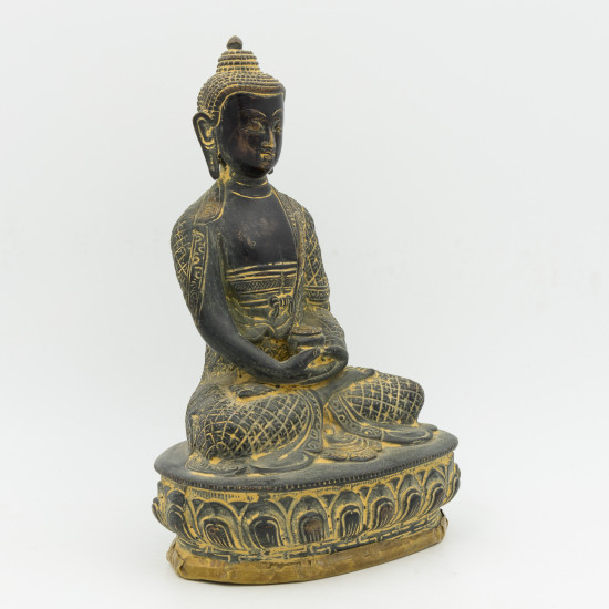 Statue Bouddha noir - mudra Dhyana - 20,5 cm