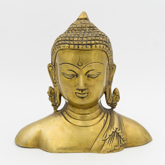 Buste de bouddha en laiton - 15 cm