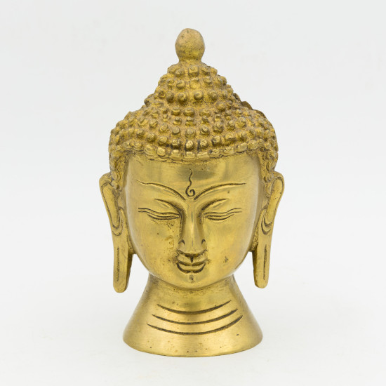 Tête de bouddha décorative en laiton - 13 cm