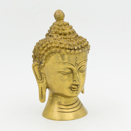 Tête de bouddha décorative en laiton - 13 cm