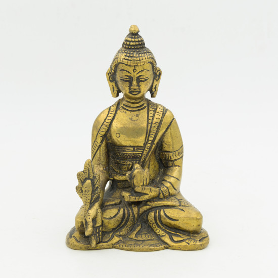 Petite statue du Bouddha de médecine en laiton - 12 cm