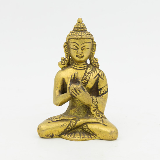 Statuette de Bouddha en laiton - mudra Dharmachakra - 8 cm