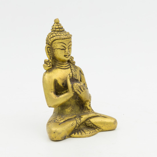 Statuette de Bouddha en laiton - mudra Dharmachakra - 8 cm