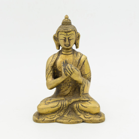 Petite statue du Bouddha Vairocana en laiton doré - 12 cm