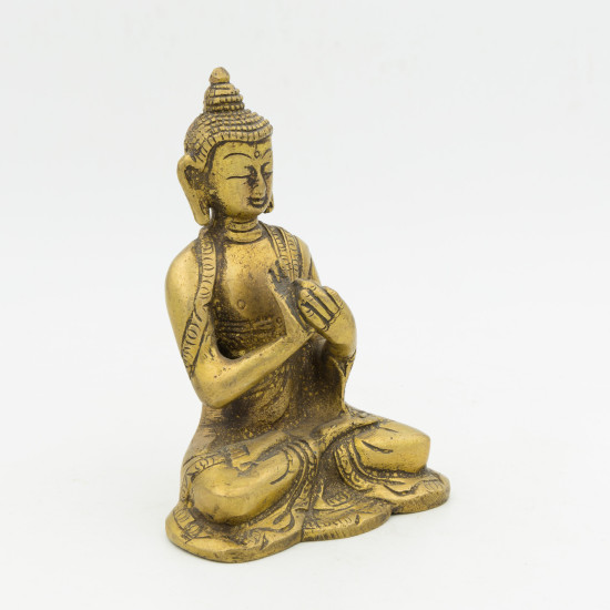 Petite statue du Bouddha Vairocana en laiton doré - 12 cm