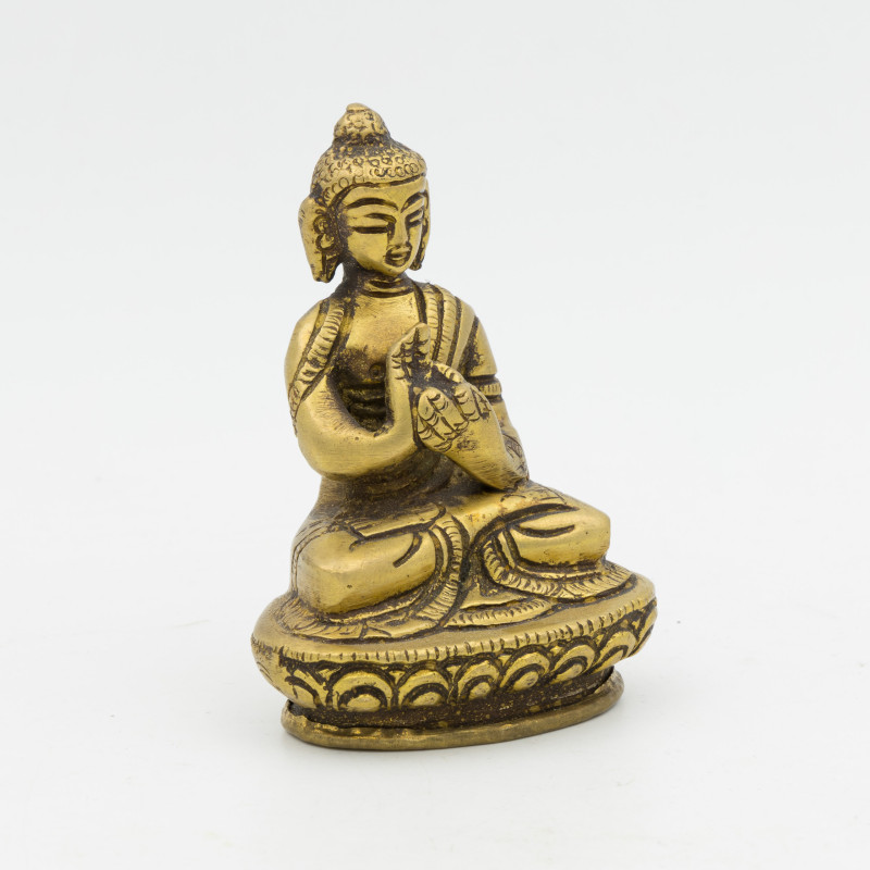 Statuette du Bouddha Vairocana en laiton doré - 7,5 cm