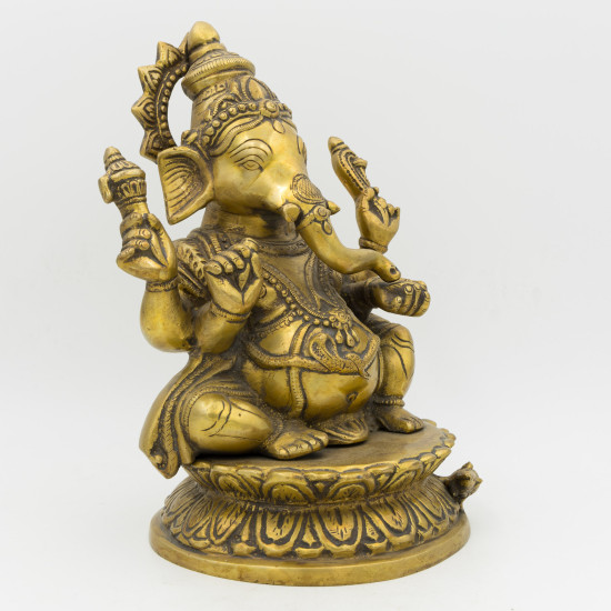 Statue du dieu Ganesh en laiton - 24 cm