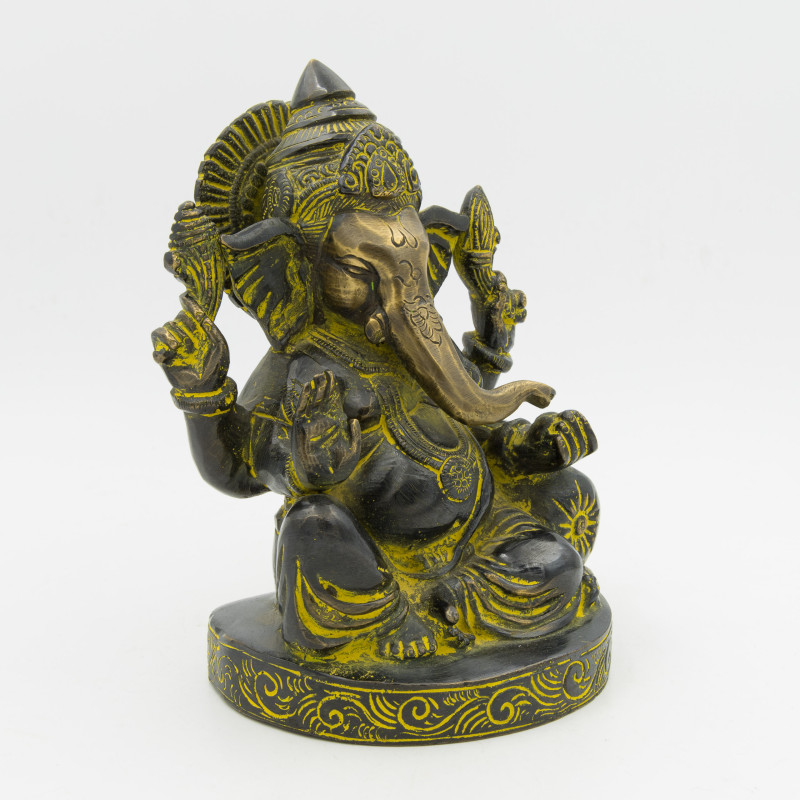 Ganesh noir - grande statue en laiton - 17 cm