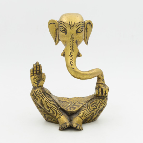 Statue Ganesh design moderne en laiton doré - 15 cm