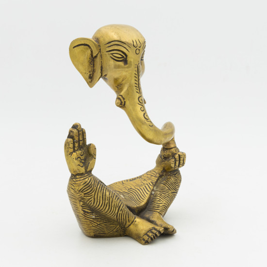 Statue Ganesh design moderne en laiton doré - 15 cm