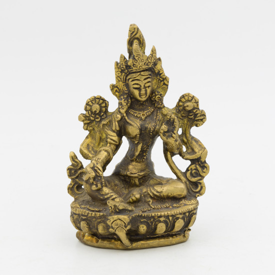 Statuette de Tara la verte en laiton - 9 cm