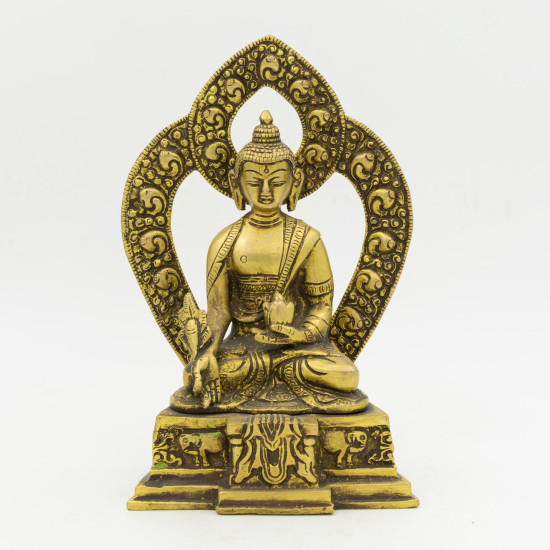 Statue du Bouddha médecine en laiton - 19 cm