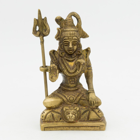 Statuette en laiton du dieu Shiva et son trident - 10 cm