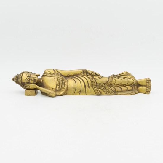 Statue bouddha couché couleur or - 27 cm de long