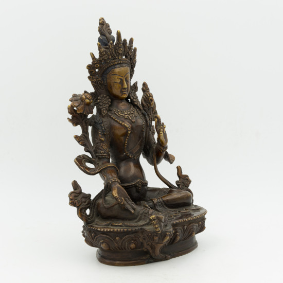 Statue de Tara la verte en cuivre - 23 cm