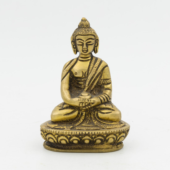 Statuette de Bouddha en laiton - mudra Dhyana - 7,5 cm