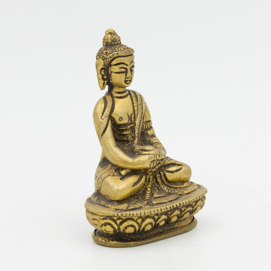 Statuette de Bouddha en laiton - mudra Dhyana - 7,5 cm